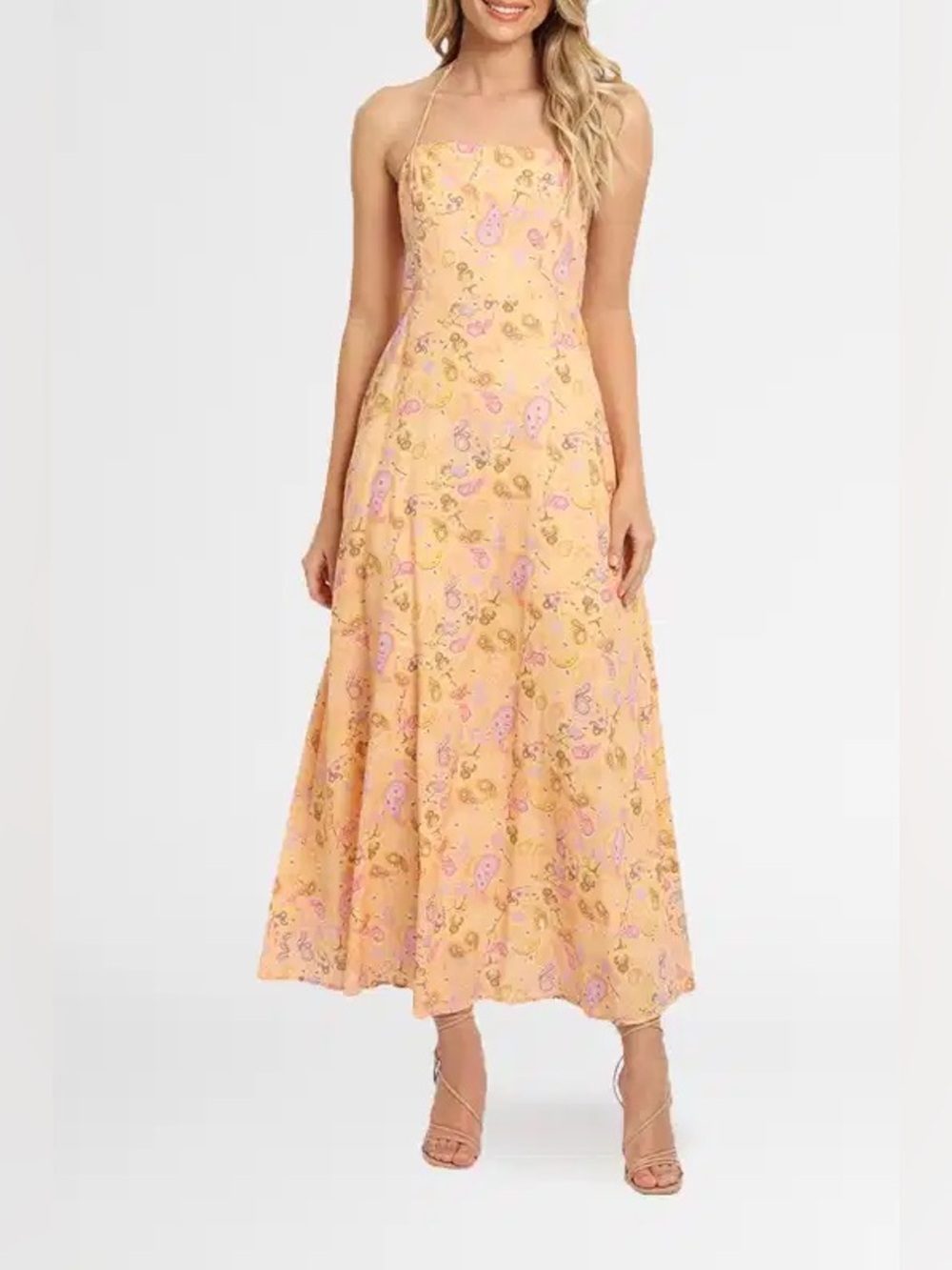 Charlie Holiday Maple Halter Maxi paisley floral summery print linen cotton 6